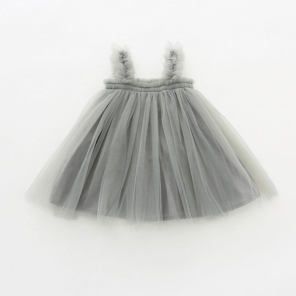 MyKids-USA® Baby Kids Girls Sleeveless Plain Tulle Strap Dress