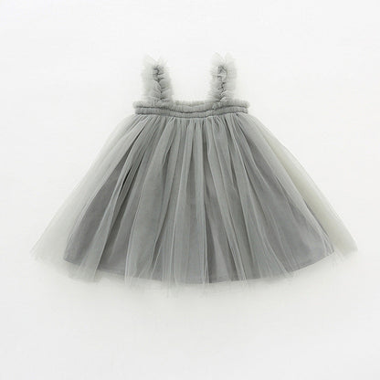 MyKids-USA® Baby Kids Girls Sleeveless Plain Tulle Strap Dress