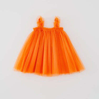 MyKids-USA® Baby Kids Girls Sleeveless Plain Tulle Strap Dress