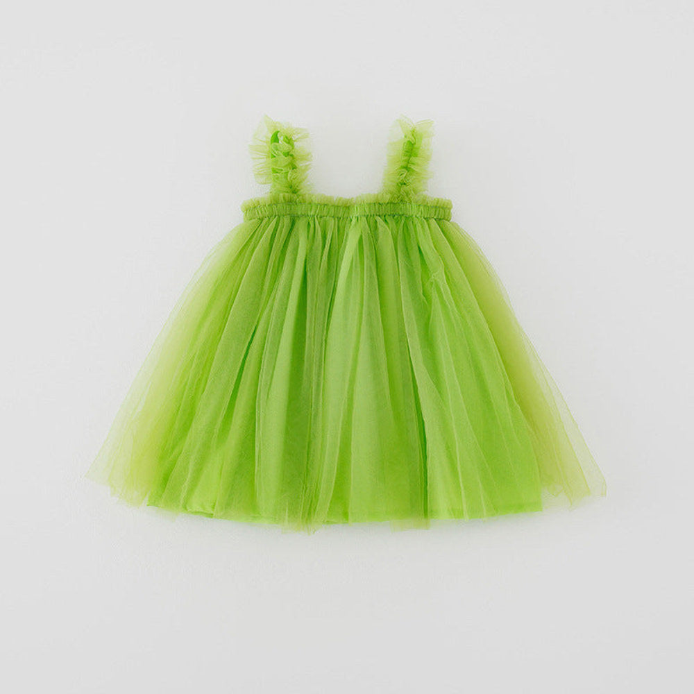 MyKids-USA® Baby Kids Girls Sleeveless Plain Tulle Strap Dress