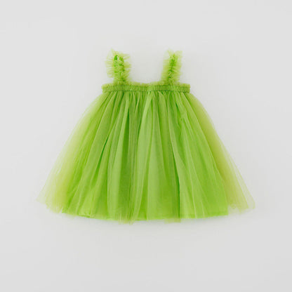 MyKids-USA® Baby Kids Girls Sleeveless Plain Tulle Strap Dress