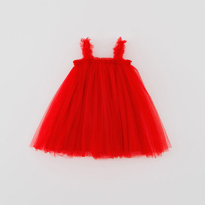 MyKids-USA® Baby Kids Girls Sleeveless Plain Tulle Strap Dress