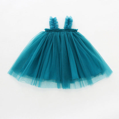 MyKids-USA® Baby Kids Girls Sleeveless Plain Tulle Strap Dress