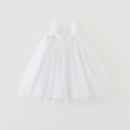 MyKids-USA® Baby Kids Girls Sleeveless Plain Tulle Strap Dress
