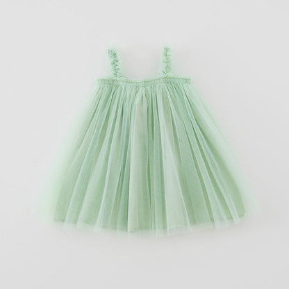 MyKids-USA® Baby Kids Girls Sleeveless Plain Tulle Strap Dress