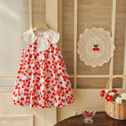 MyKids-USA® Baby Girls Sleeveless Cherry Pattern Dress