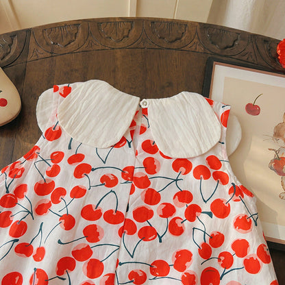 MyKids-USA® Baby Girls Sleeveless Cherry Pattern Dress