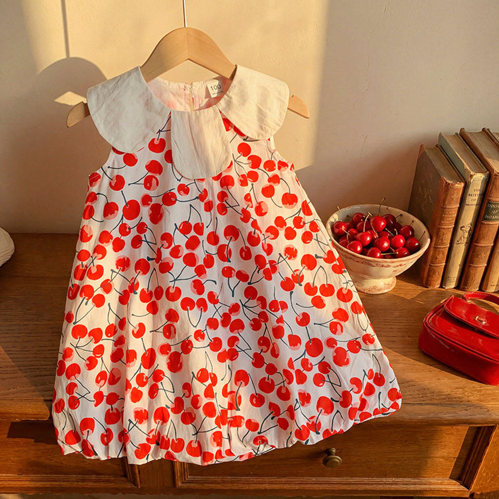 MyKids-USA® Baby Girls Sleeveless Cherry Pattern Dress