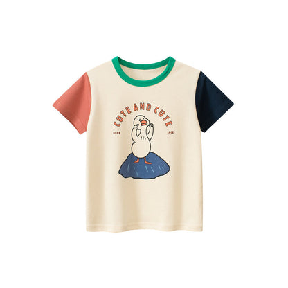 MyKids-USA® Boys’ Letters and Cartoon Pattern T-shirt in European and American Style