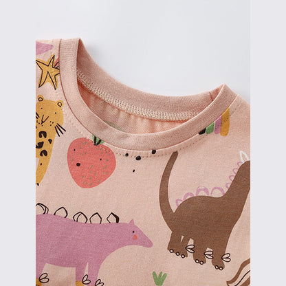 MyKids-USA® Baby Kids Girls Short Sleeves Cartoon Pattern Top and Pink Pants Clothing Set