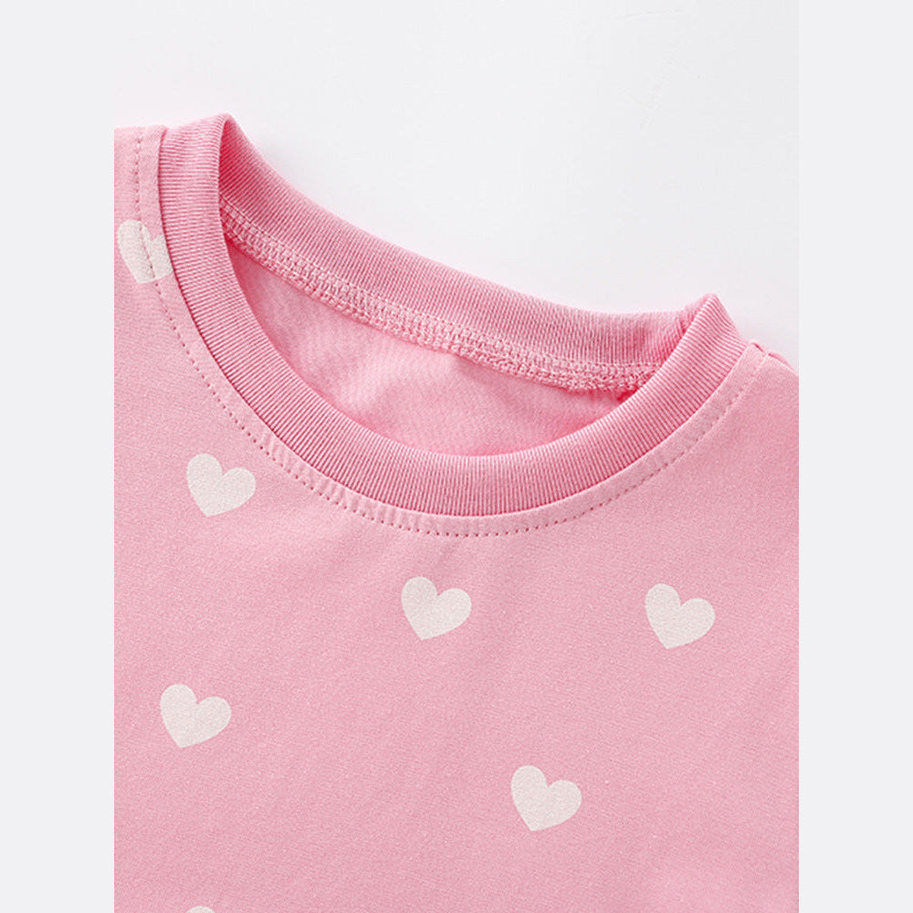 MyKids-USA® Short Sleeves Hearts Pattern Dress for Stylish Girls