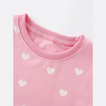 MyKids-USA® Short Sleeves Hearts Pattern Dress for Stylish Girls