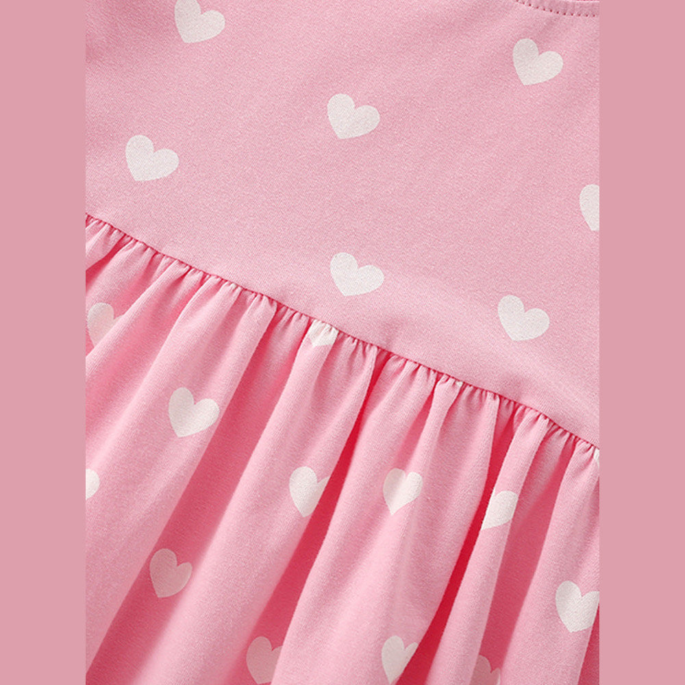 MyKids-USA® Short Sleeves Hearts Pattern Dress for Stylish Girls