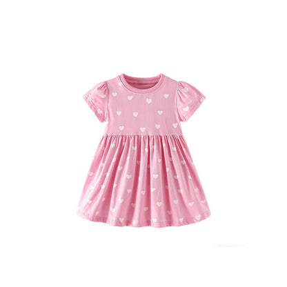 MyKids-USA® Short Sleeves Hearts Pattern Dress for Stylish Girls