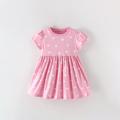 MyKids-USA® Short Sleeves Hearts Pattern Dress for Stylish Girls
