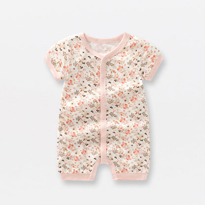 Summer Arrival Baby Short Sleeves Floral and Animals Pattern Rompers Bodysuits