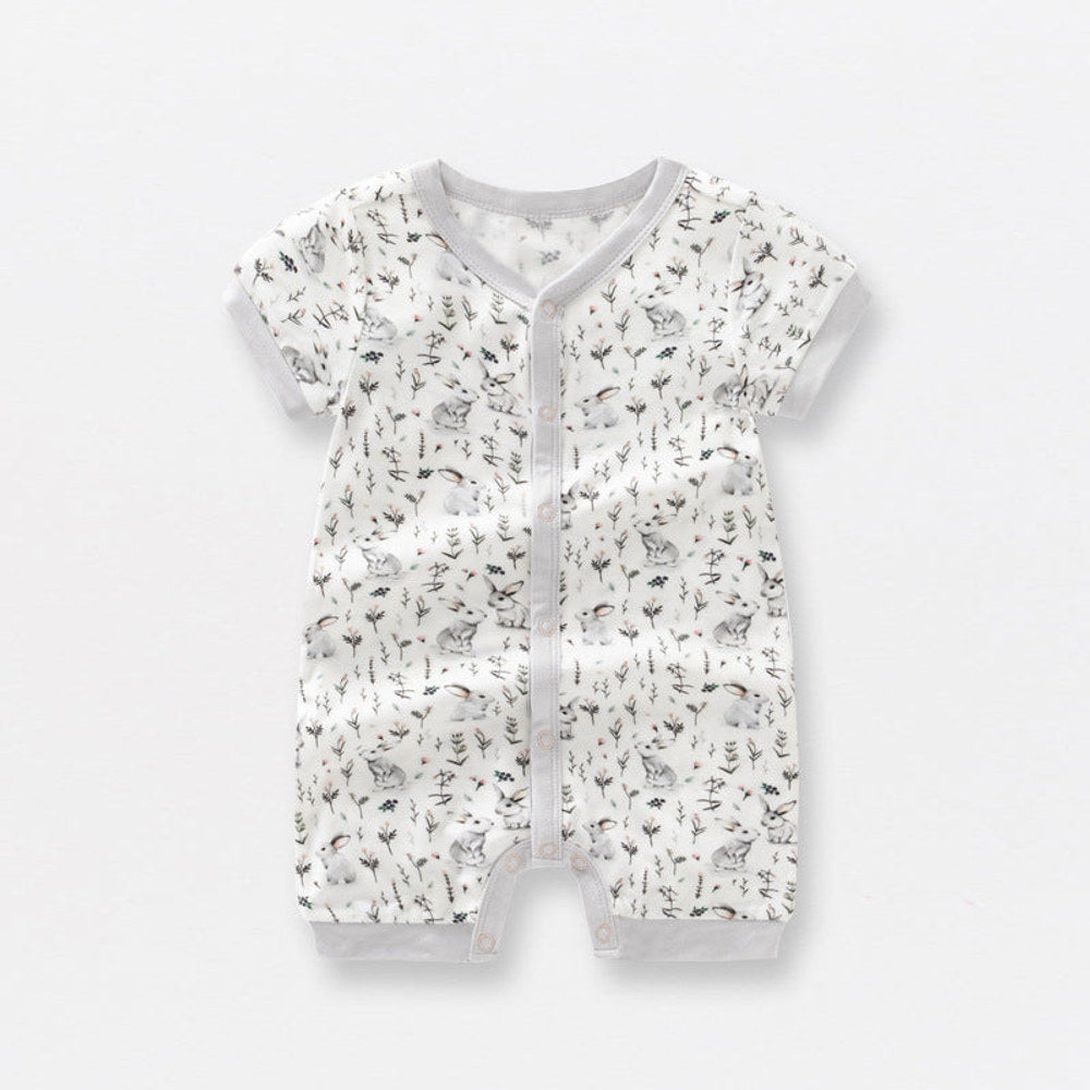 Summer Arrival Baby Short Sleeves Floral and Animals Pattern Rompers Bodysuits