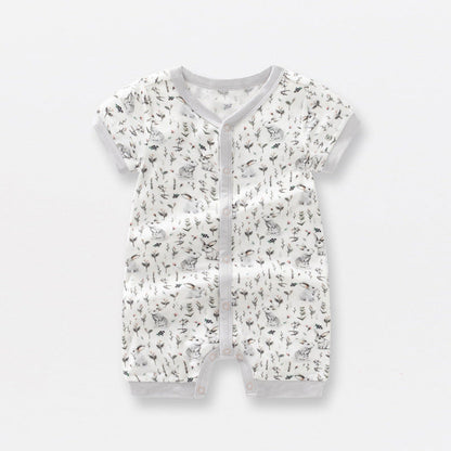 Summer Arrival Baby Short Sleeves Floral and Animals Pattern Rompers Bodysuits