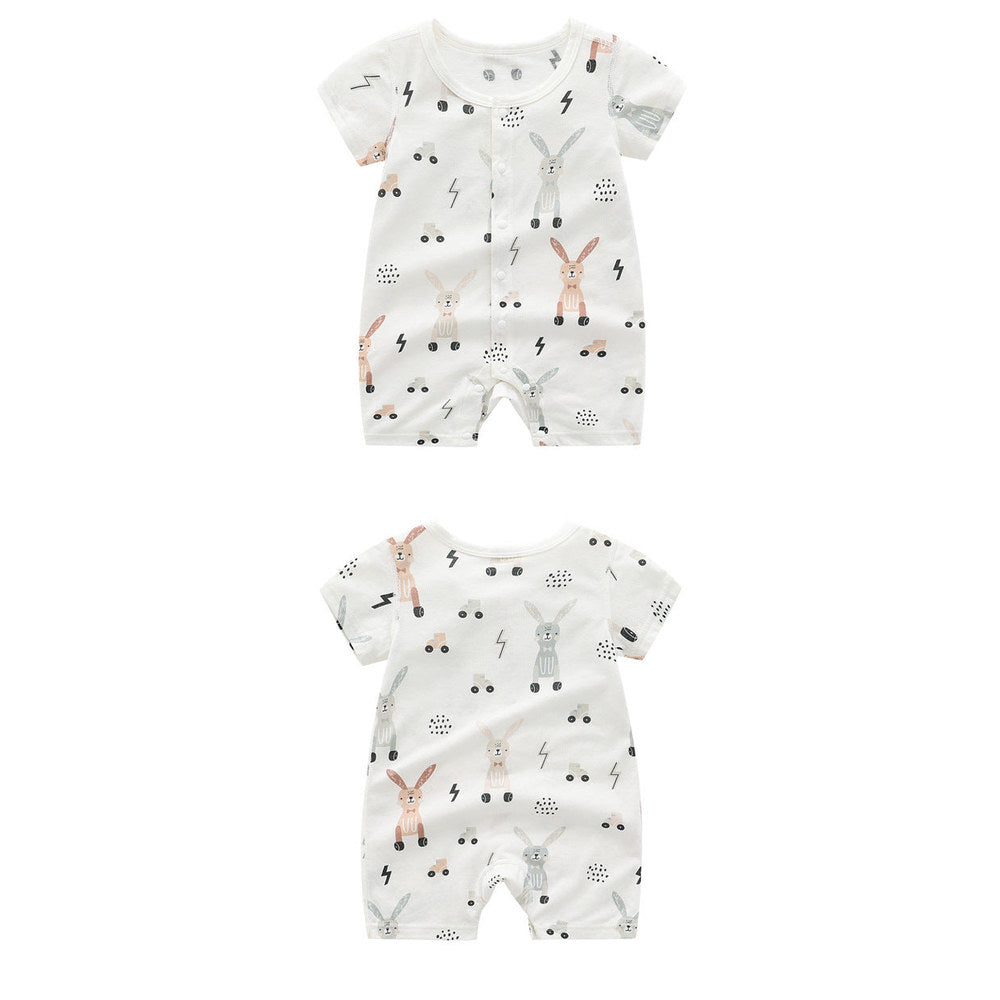 Summer Arrival Baby Short Sleeves Animals Cartoon Pattern Rompers Bodysuits