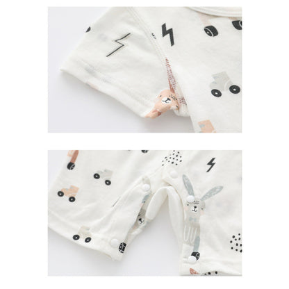 Summer Arrival Baby Short Sleeves Animals Cartoon Pattern Rompers Bodysuits