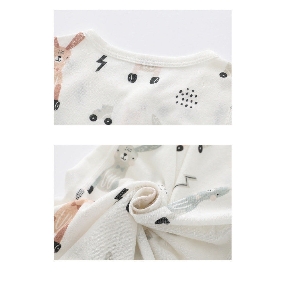 Summer Arrival Baby Short Sleeves Animals Cartoon Pattern Rompers Bodysuits