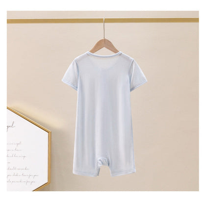 Summer Arrival Baby Short Sleeves Solid Color Single Breasted Rompers Bodysuits