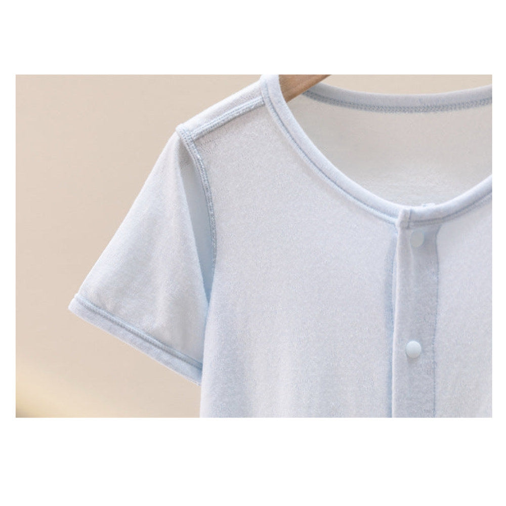 Summer Arrival Baby Short Sleeves Solid Color Single Breasted Rompers Bodysuits