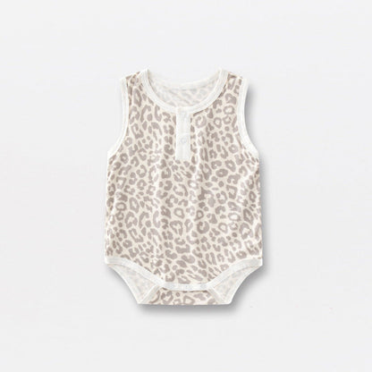 Summer Arrival Baby Sleeveless Floral and Animals Pattern Bodysuits