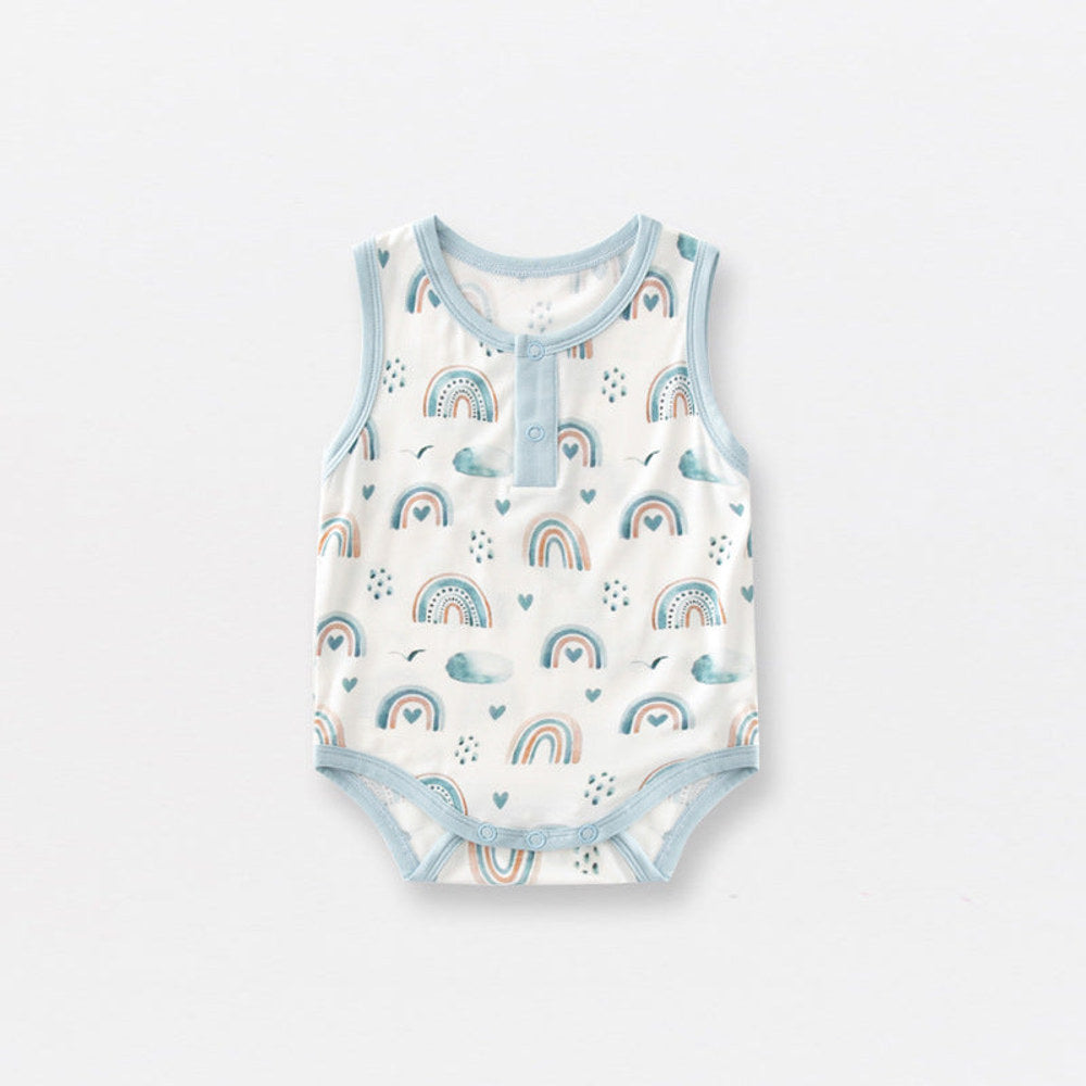 Summer Arrival Baby Sleeveless Floral and Animals Pattern Bodysuits