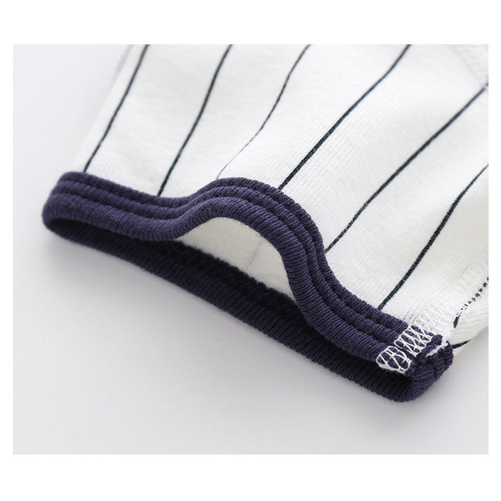 Summer Arrival Baby Boys Short Sleeves Striped and Letters Pattern Rompers Bodysuits