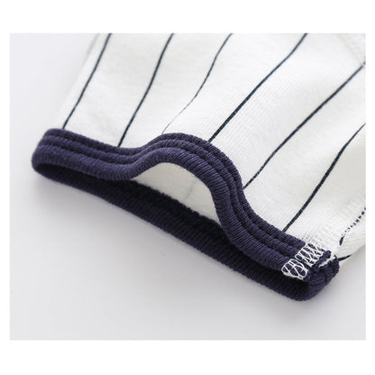 Summer Arrival Baby Boys Short Sleeves Striped and Letters Pattern Rompers Bodysuits