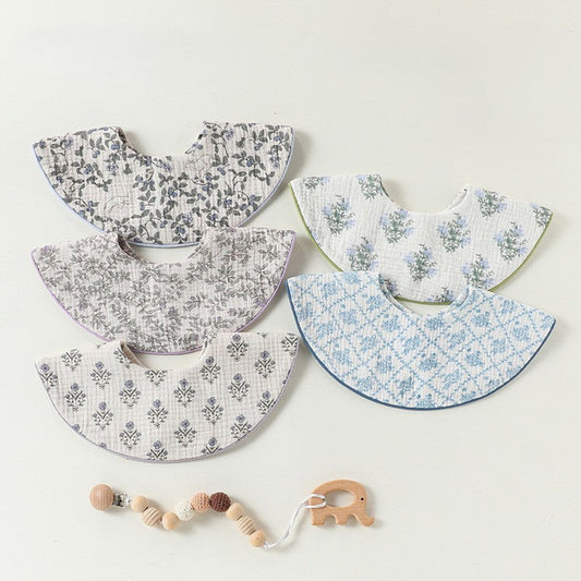 MyKids-USA® Adorable Vintage Floral Pattern Snap-on Round Shaped Bib