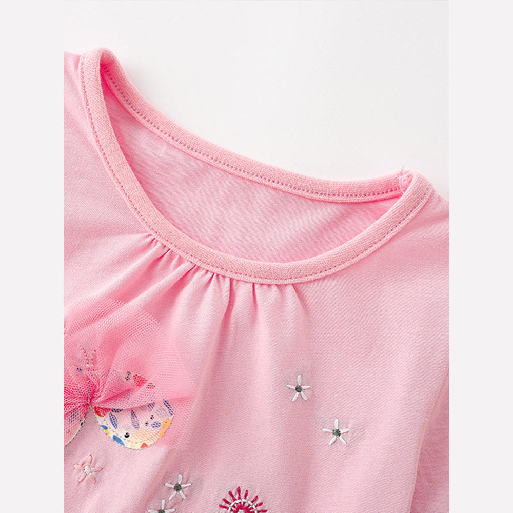 Summer Girls’ Flowers Pattern T-shirt in European and American Style
