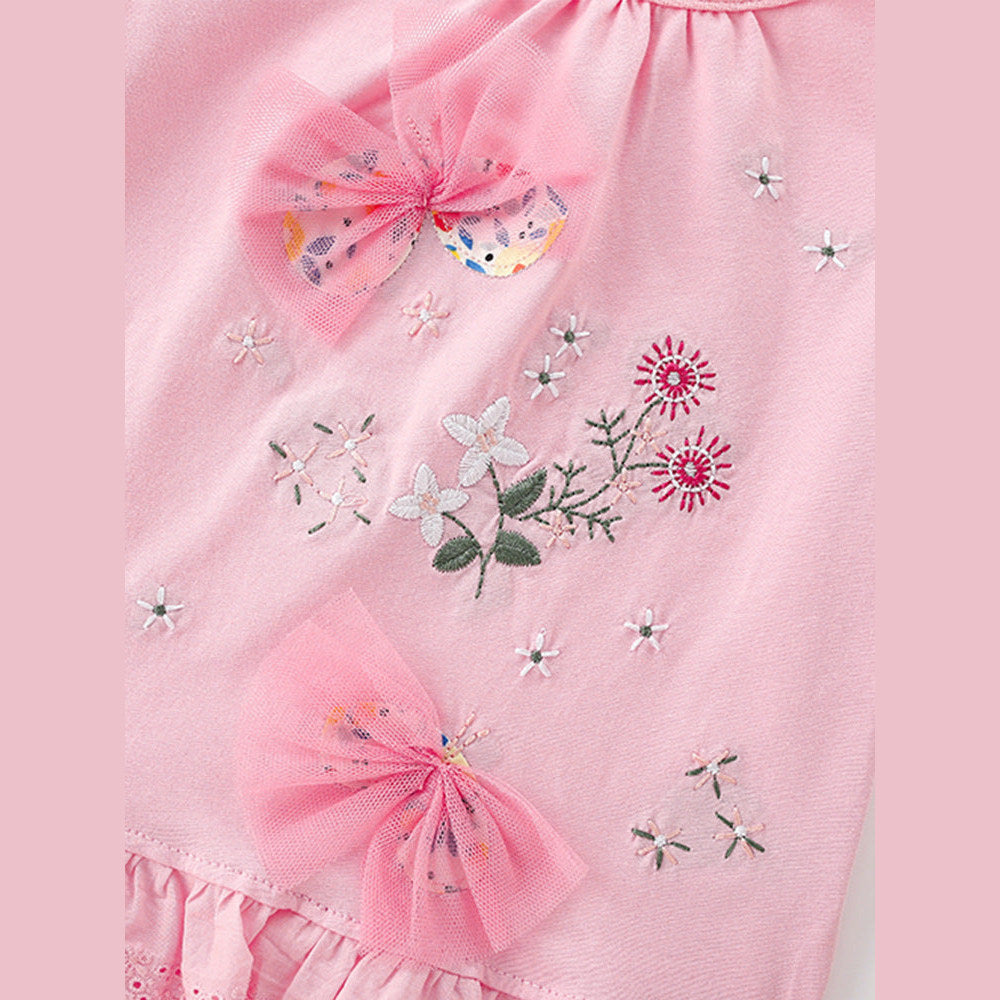 Summer Girls’ Flowers Pattern T-shirt in European and American Style
