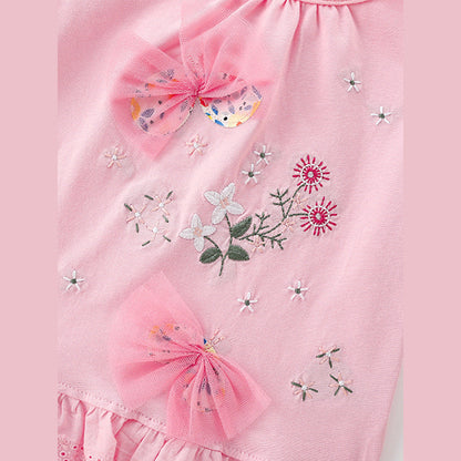 Summer Girls’ Flowers Pattern T-shirt in European and American Style