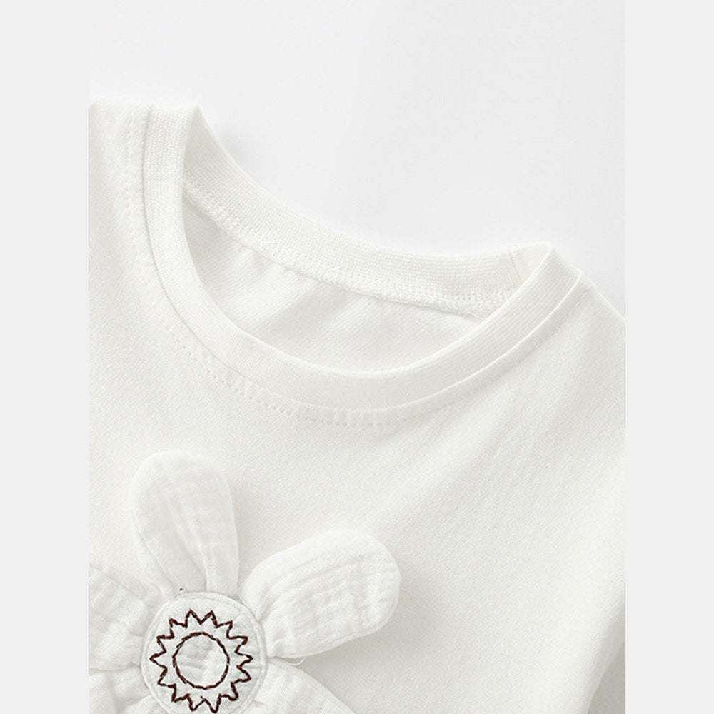 Summer Girls’ Flowers Pattern T-shirt in European and American Style