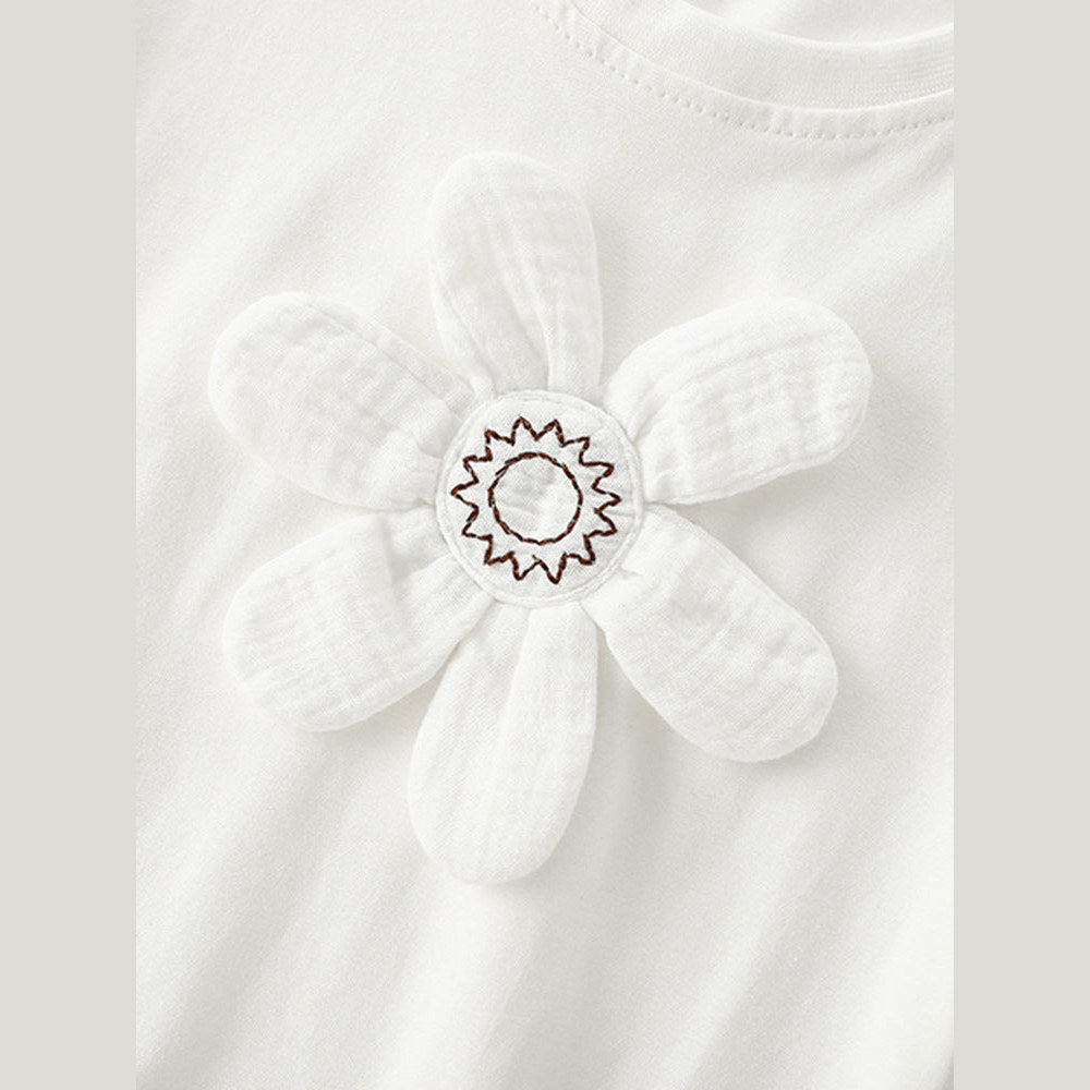 Summer Girls’ Flowers Pattern T-shirt in European and American Style