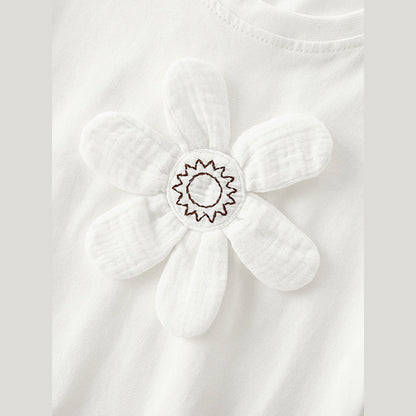 Summer Girls’ Flowers Pattern T-shirt in European and American Style
