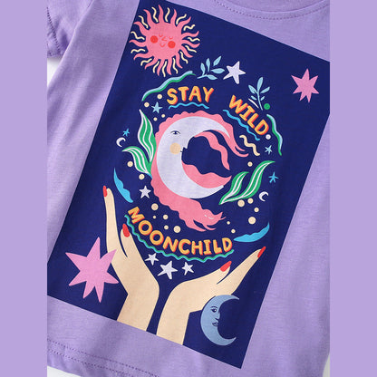 Summer Girls’ Cartoon Pattern T-shirt in European and American Style