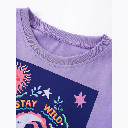 Summer Girls’ Cartoon Pattern T-shirt in European and American Style
