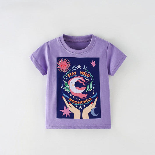MyKids-USA® Girls’ Cartoon Pattern T-shirt in European and American Style