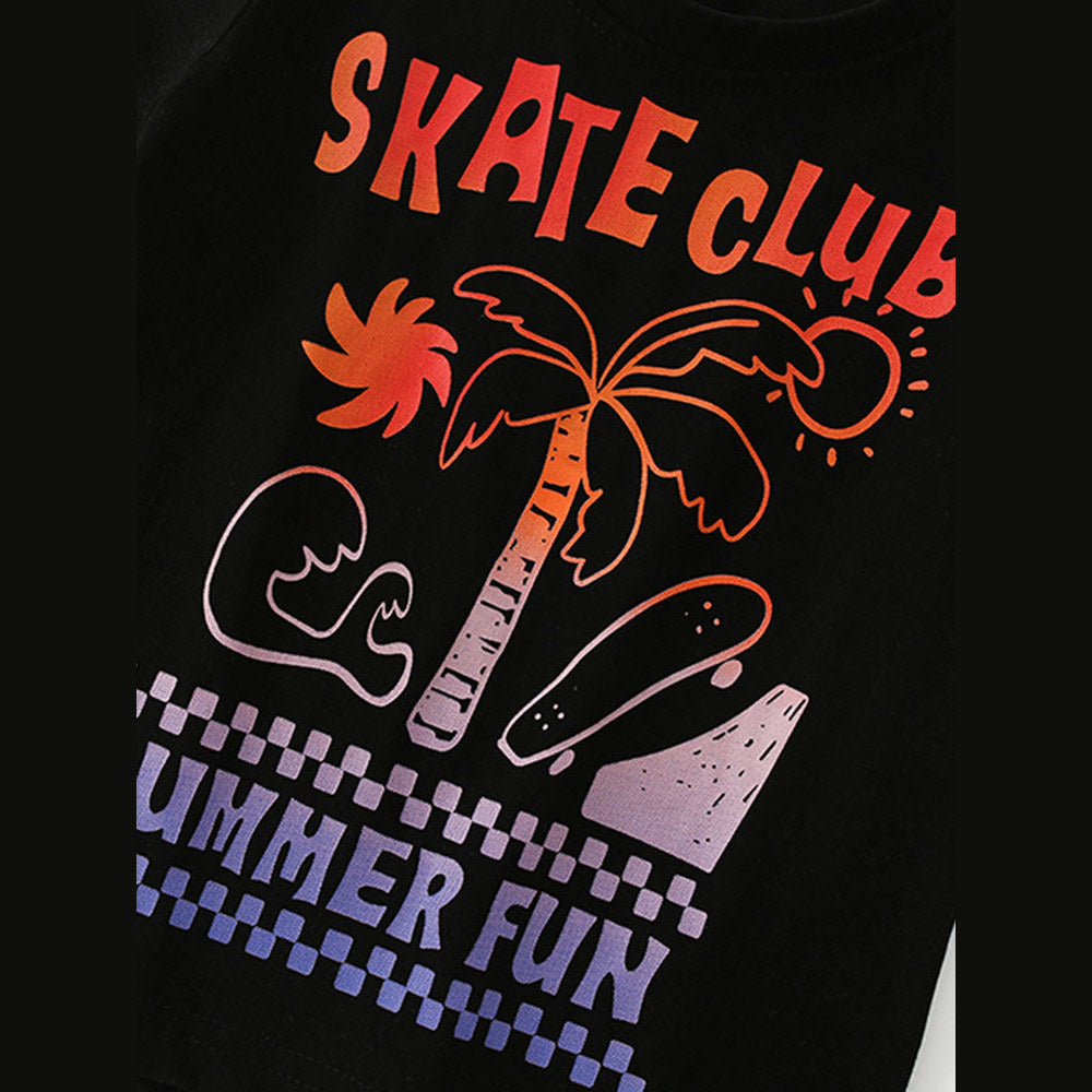 Summer Boys’ Letters Pattern T-shirt in European and American Style