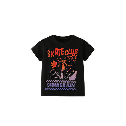 Summer Boys’ Letters Pattern T-shirt in European and American Style