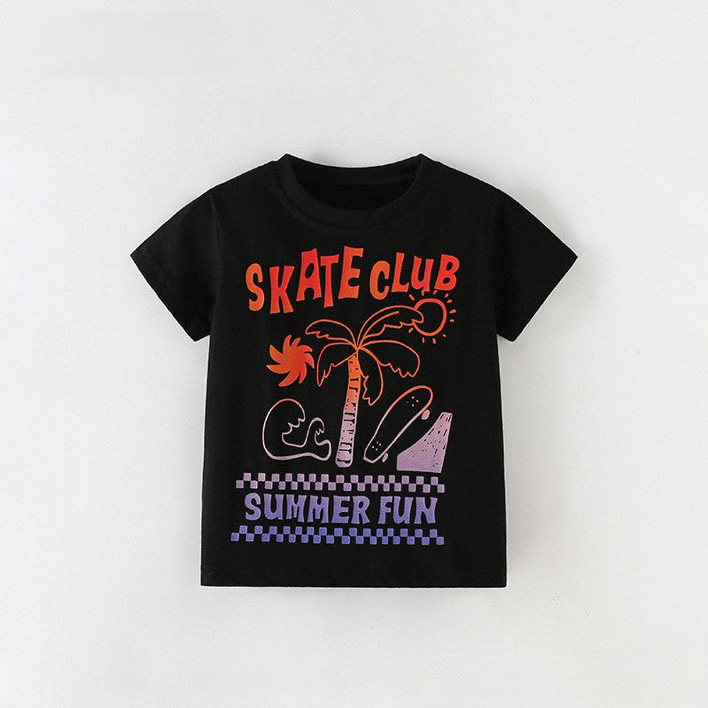 Summer Boys’ Letters Pattern T-shirt in European and American Style