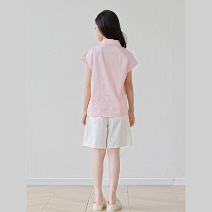MyKids-USA® Arrival Summer Baby Kids Girls Short Sleeves Embroidered Shirt and Beige Shorts