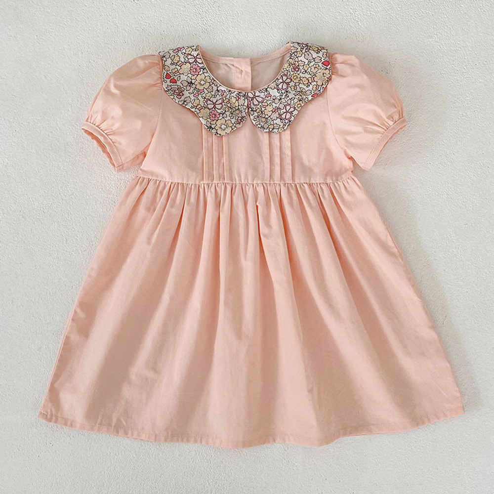 MyKids-USA® Summer Girls Floral Collar Color Patchwork Onesies and Dress – Princess Sister Matching Set