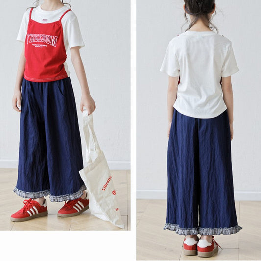 MyKids-USA® Baby Kids Girls Short Sleeves Color Patchwork T-shirt and Blue Pants