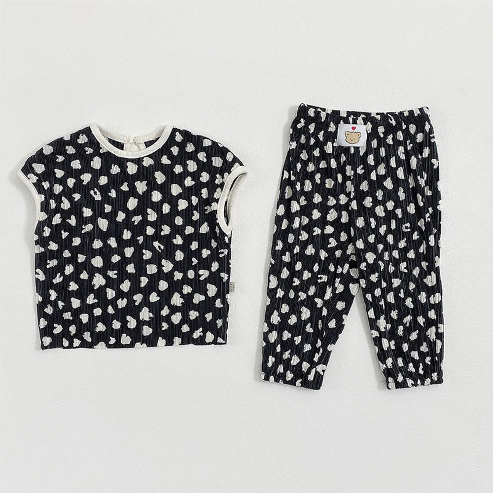 MyKids-USA® Arrival Summer Baby Kids Girls Sleeveless Hearts Pattern Vest and Pants Clothing Set