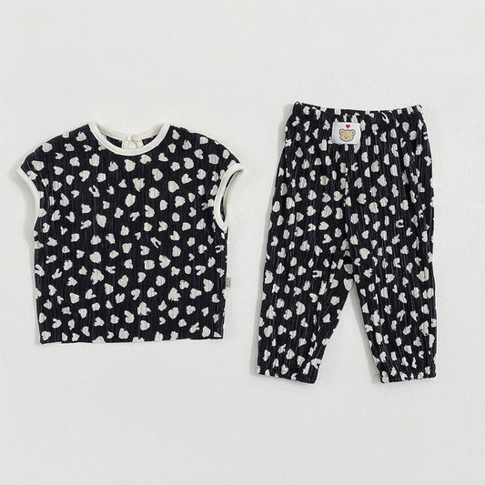 MyKids-USA® Baby Kids Girls Sleeveless Hearts Pattern Vest and Pants Clothing Set