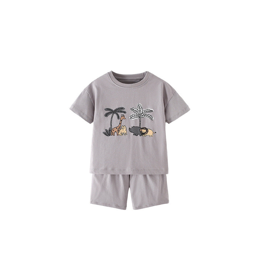 MyKids-USA® Arrival Summer Baby Kids Boys Short Sleeves Cartoon Pattern T-shirt and Shorts Clothing Set